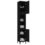 Baderomsskap Svart 30X30X190 Cm Konstruert Tre