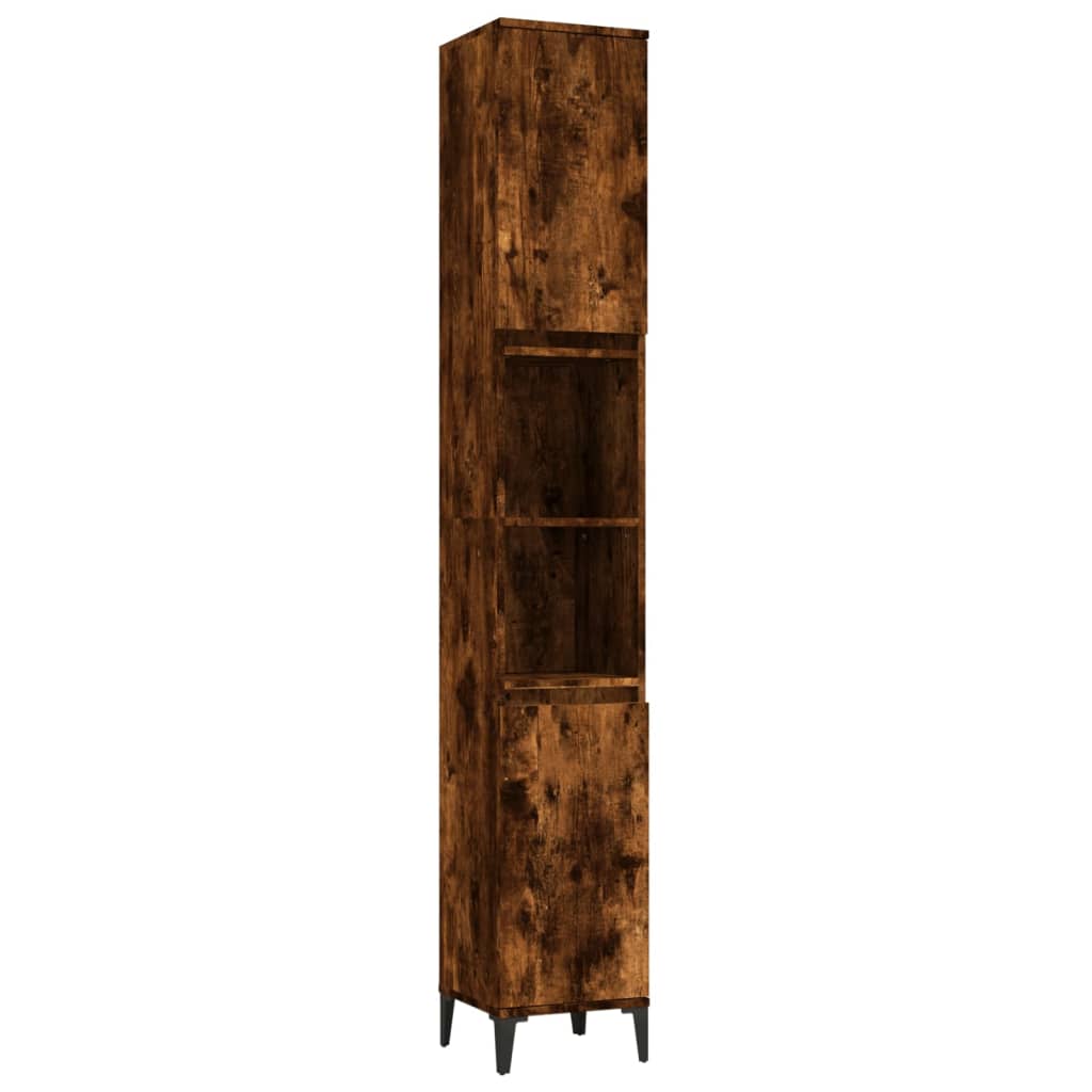 Baderomsskap Røkt Eik 30X30X190 Cm Konstruert Tre