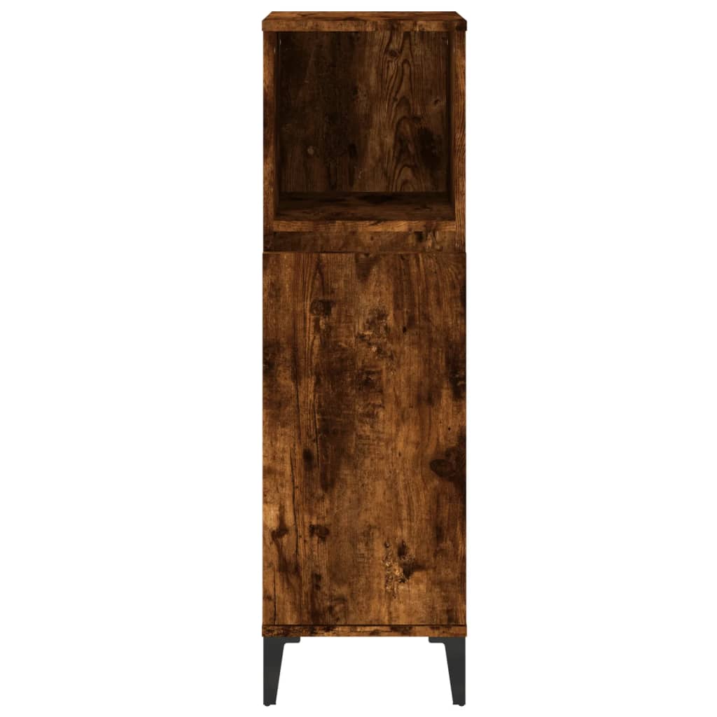 Baderomsskap Røkt Eik 30X30X100 Cm Konstruert Tre