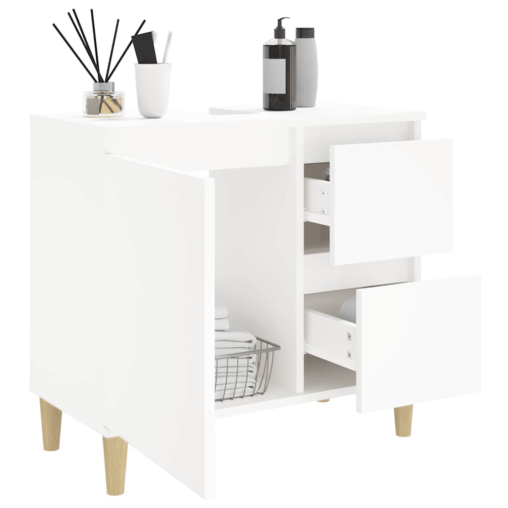 Baderomsskap Hvit 65X33X60 Cm Konstruert Tre