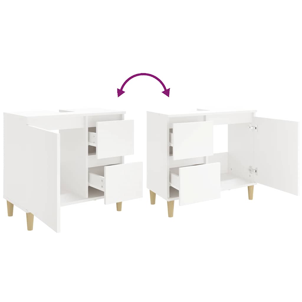 Baderomsskap Hvit 65X33X60 Cm Konstruert Tre