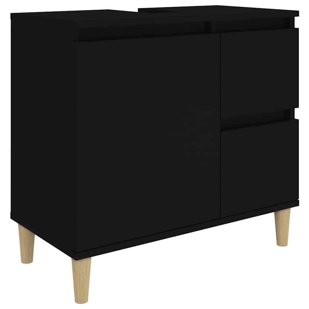 Baderomsskap Svart 65X33X60 Cm Konstruert Tre