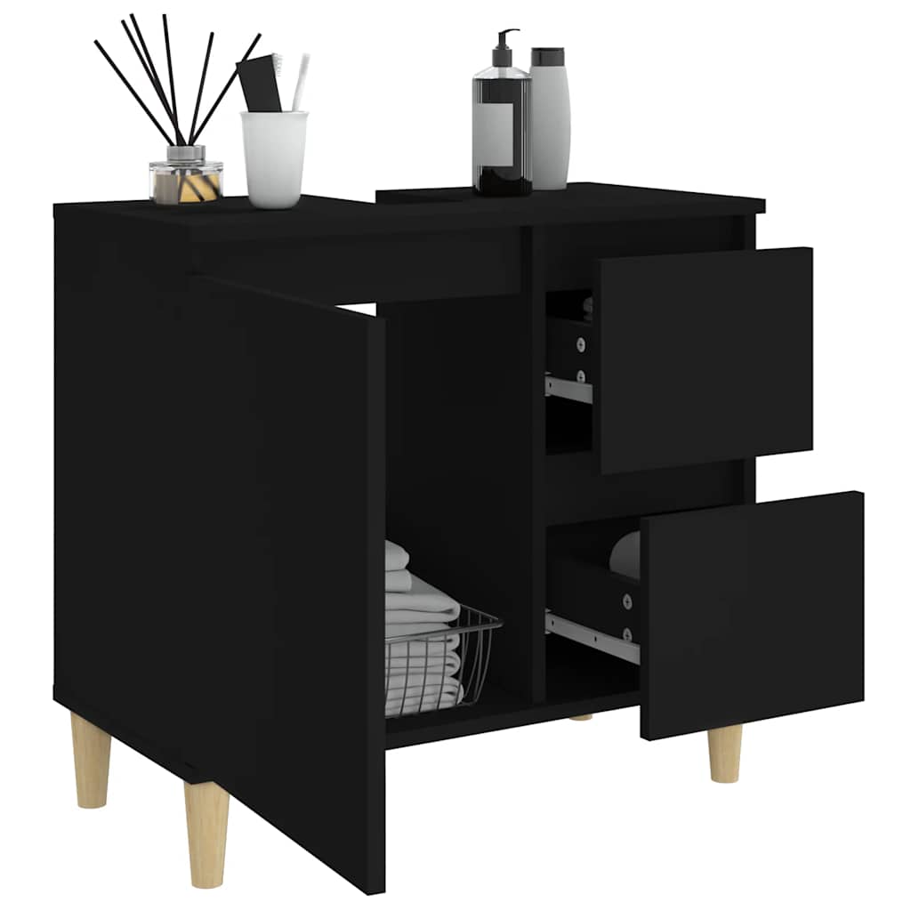 Baderomsskap Svart 65X33X60 Cm Konstruert Tre