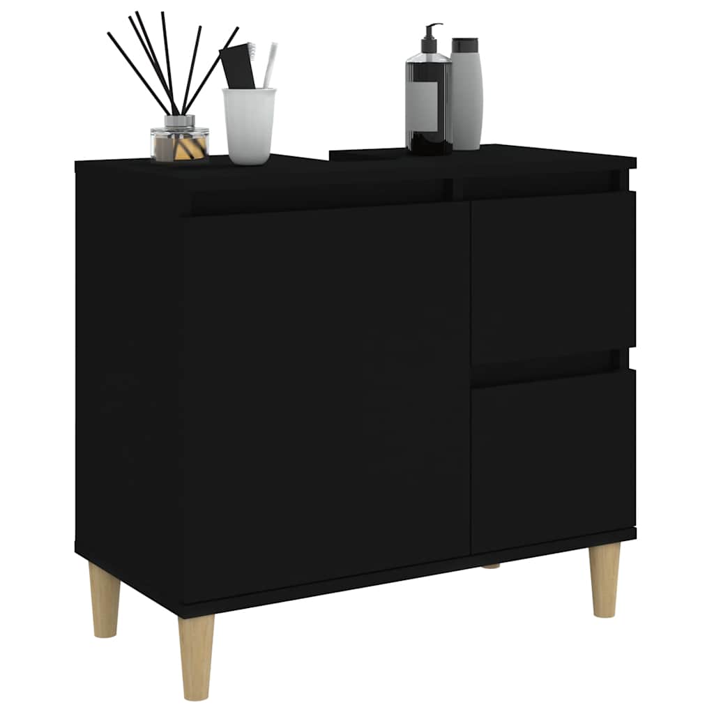 Baderomsskap Svart 65X33X60 Cm Konstruert Tre