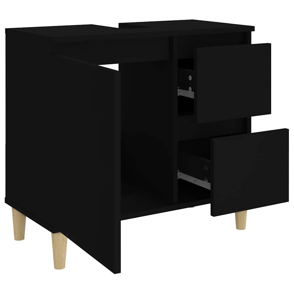 Baderomsskap Svart 65X33X60 Cm Konstruert Tre