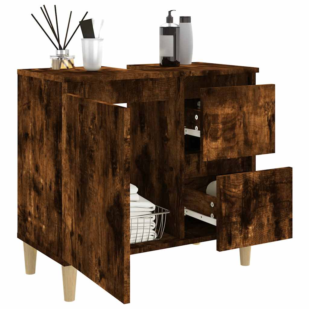 Baderomsskap Røkt Eik 65X33X60 Cm Konstruert Tre