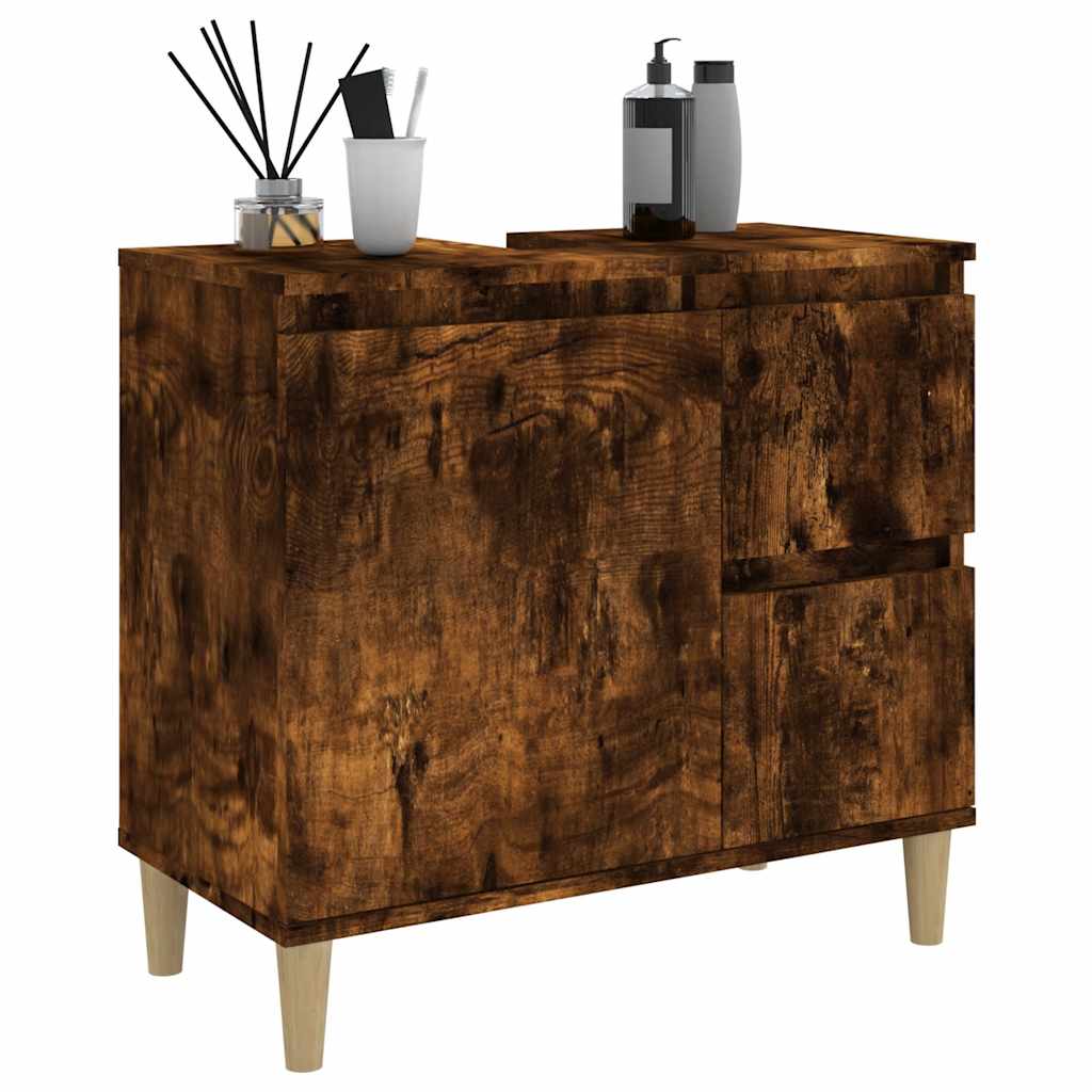 Baderomsskap Røkt Eik 65X33X60 Cm Konstruert Tre