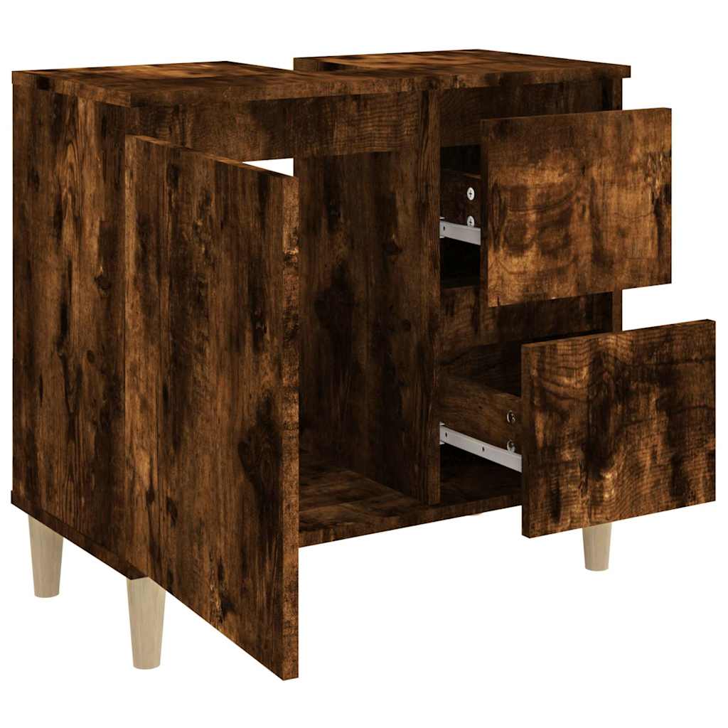Baderomsskap Røkt Eik 65X33X60 Cm Konstruert Tre