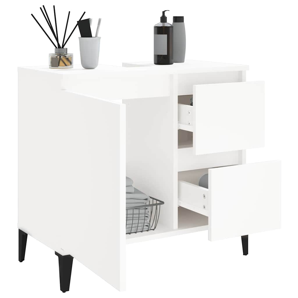 Baderomsskap Hvit 65X33X60 Cm Konstruert Tre