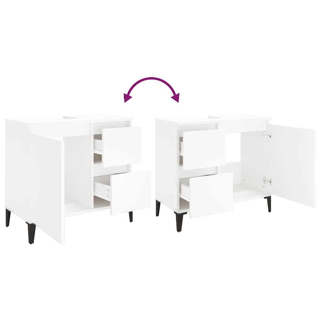 Baderomsskap Hvit 65X33X60 Cm Konstruert Tre