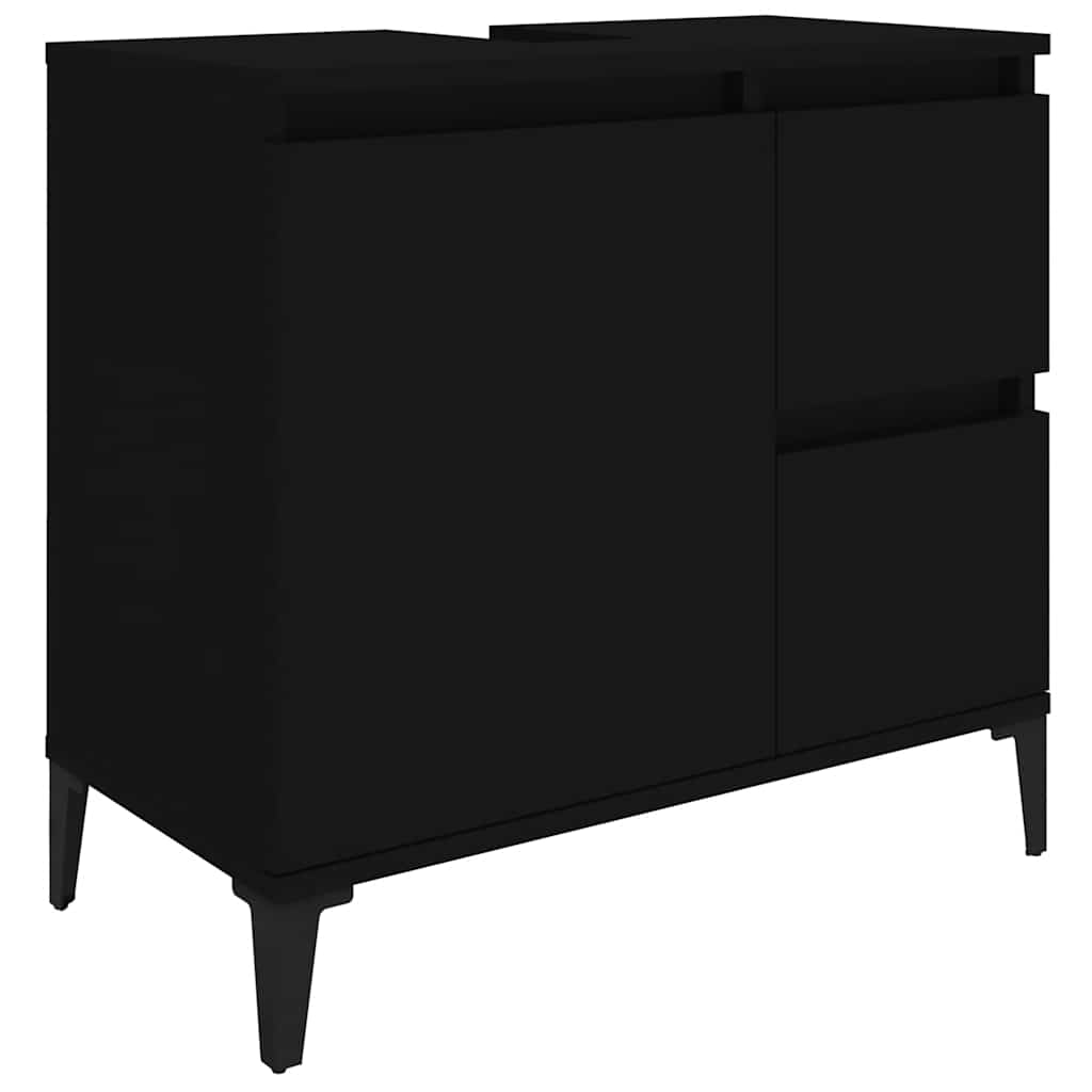Baderomsskap Svart 65X33X60 Cm Konstruert Tre