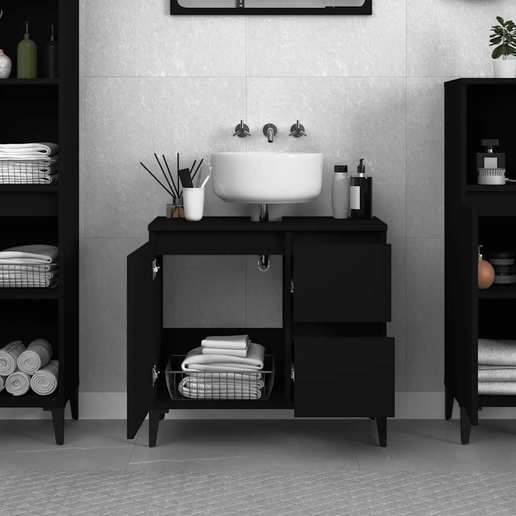 Baderomsskap Svart 65X33X60 Cm Konstruert Tre