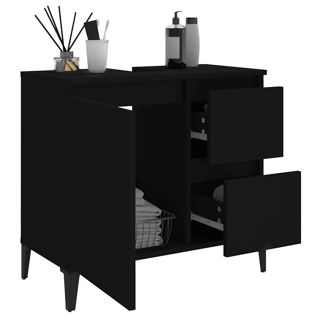 Baderomsskap Svart 65X33X60 Cm Konstruert Tre