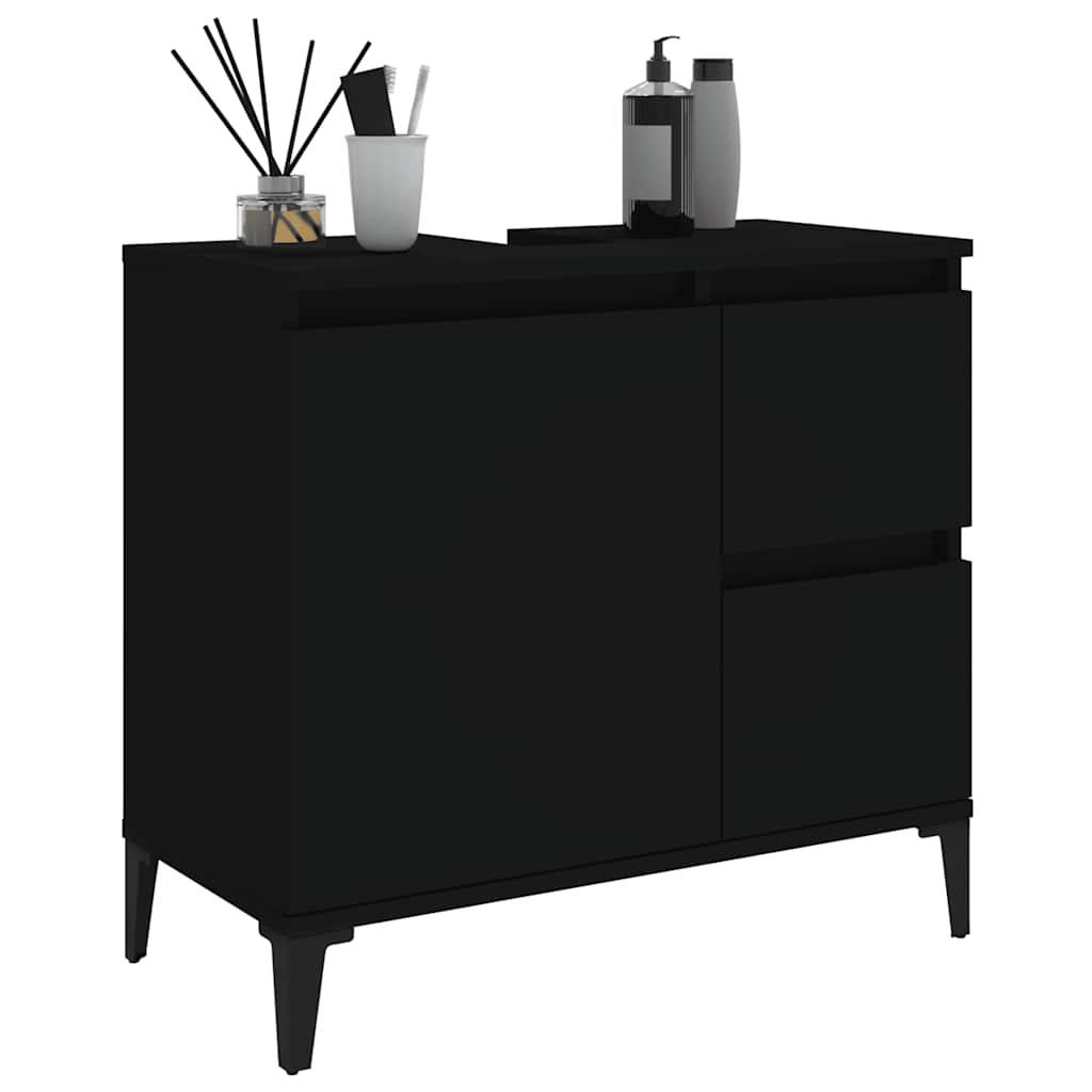 Baderomsskap Svart 65X33X60 Cm Konstruert Tre