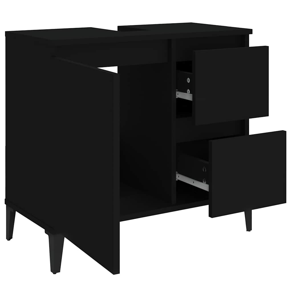 Baderomsskap Svart 65X33X60 Cm Konstruert Tre