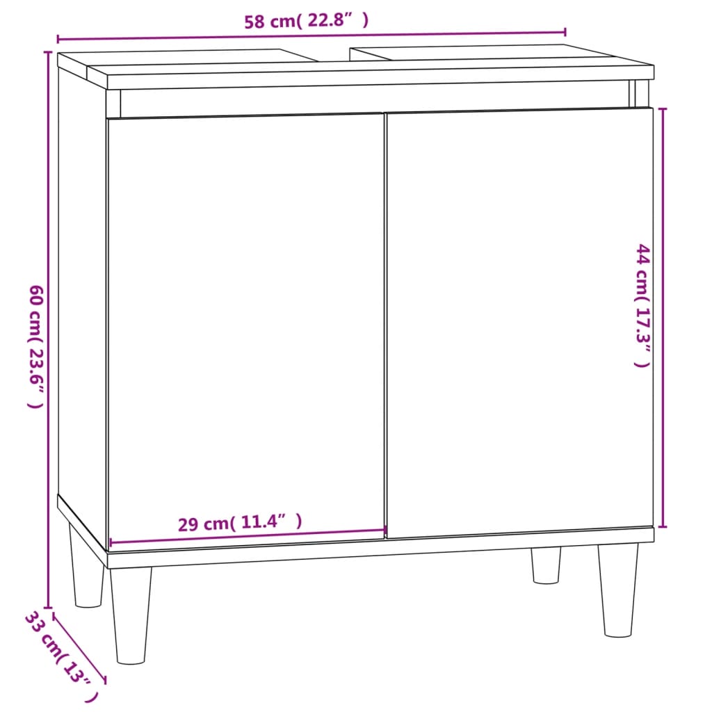 Servantskap Betonggrå 58X33X60 Cm Konstruert Tre