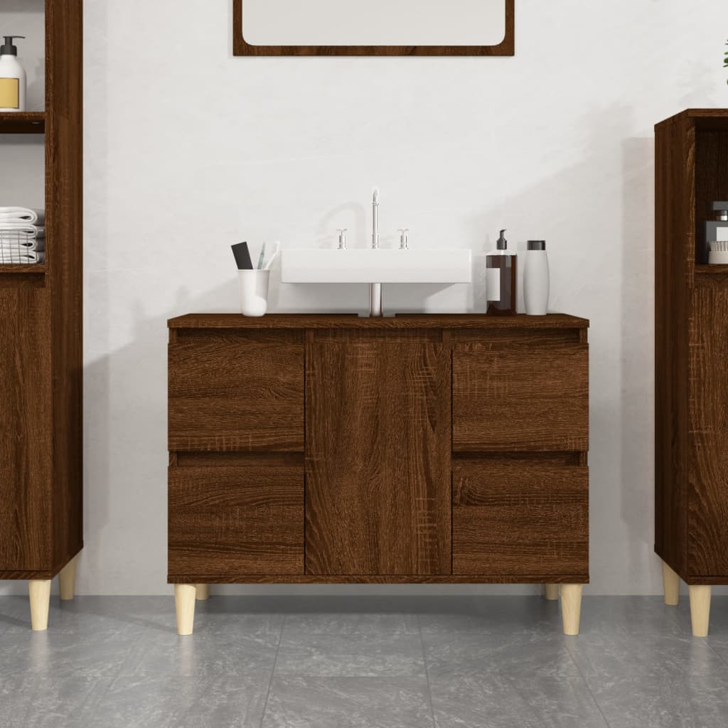 Servantskap Brun Eik 80X33X60 Cm Konstruert Tre