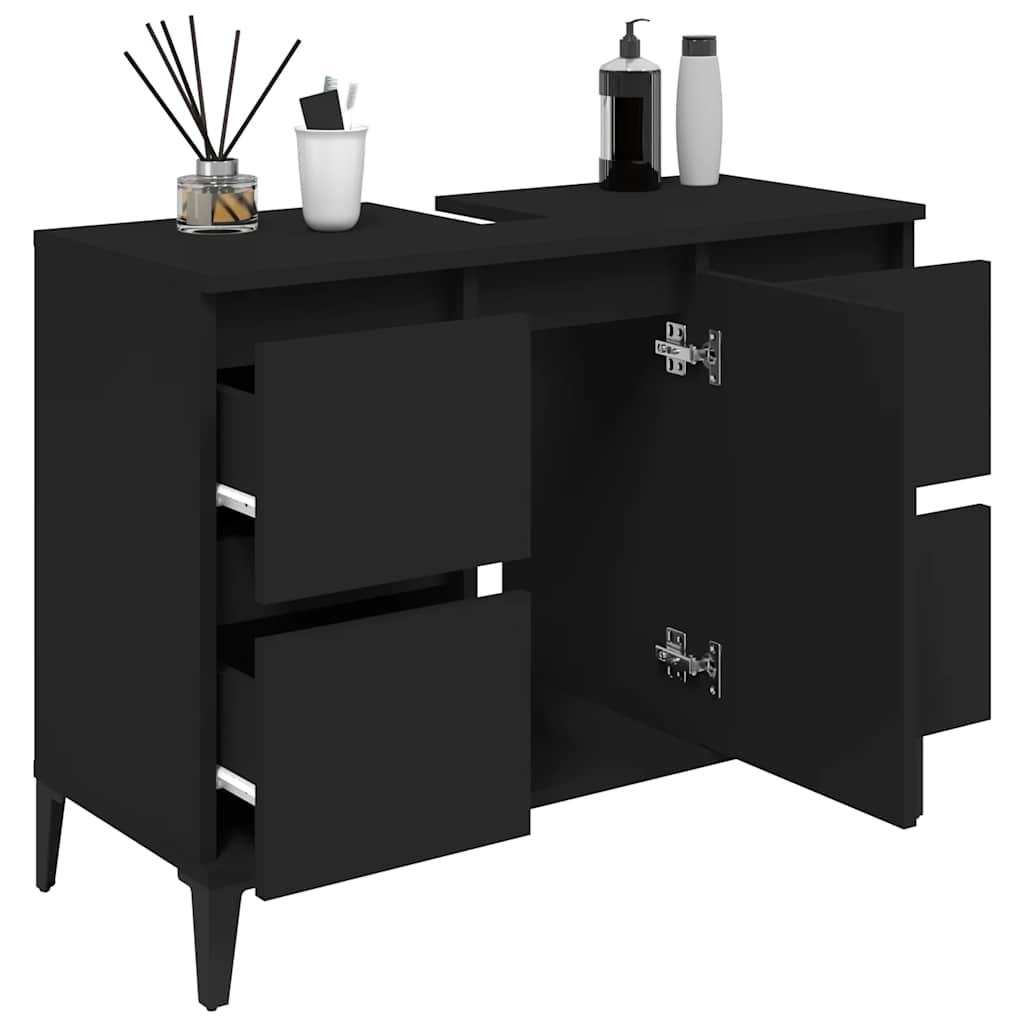Servantskap Svart 80X33X60 Cm Konstruert Tre