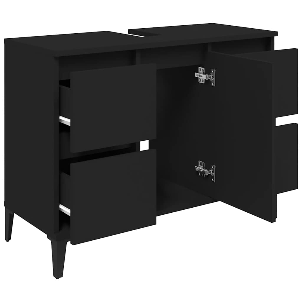 Servantskap Svart 80X33X60 Cm Konstruert Tre