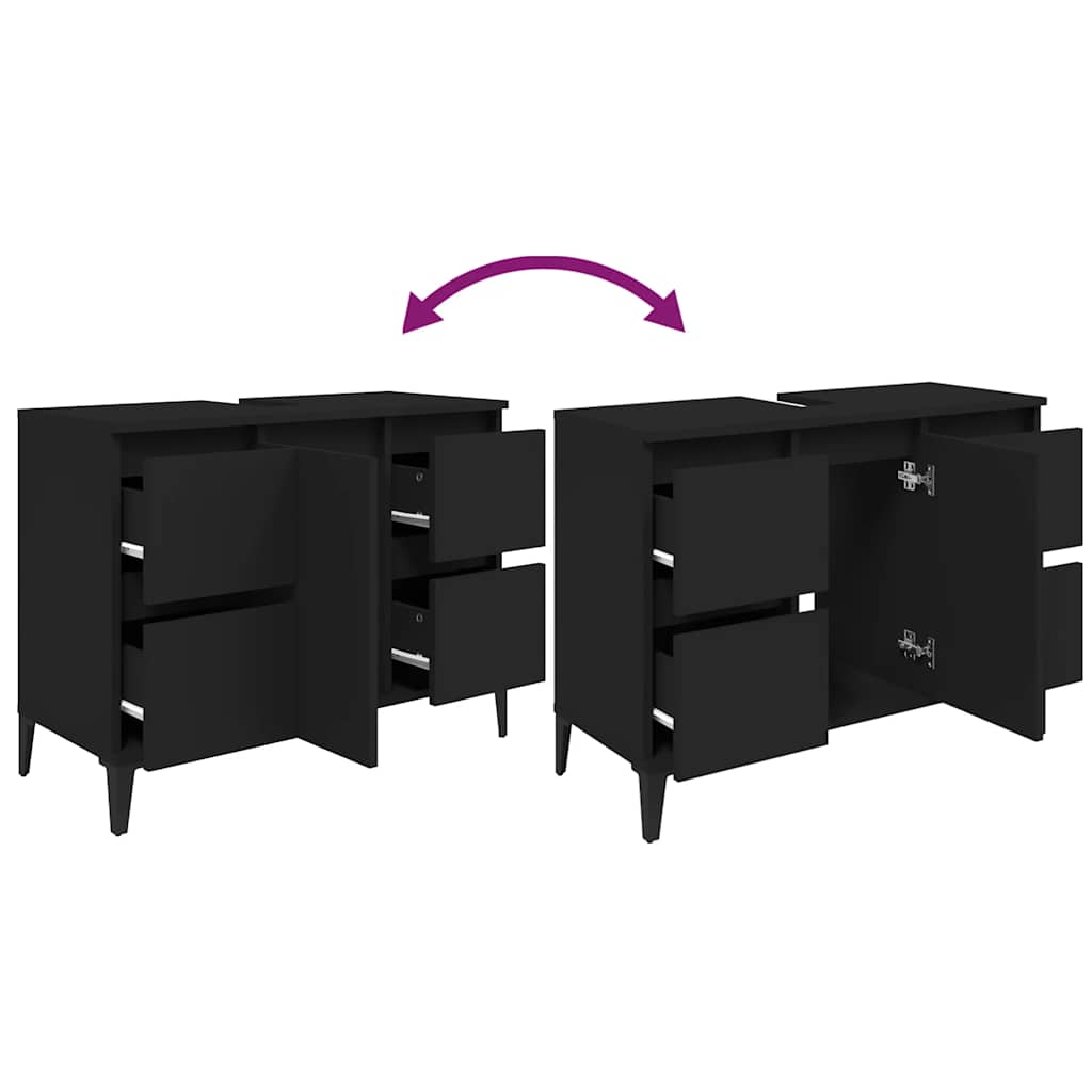 Servantskap Svart 80X33X60 Cm Konstruert Tre