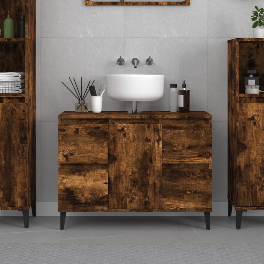 Servantskap Røkt Eik 80X33X60 Cm Konstruert Tre