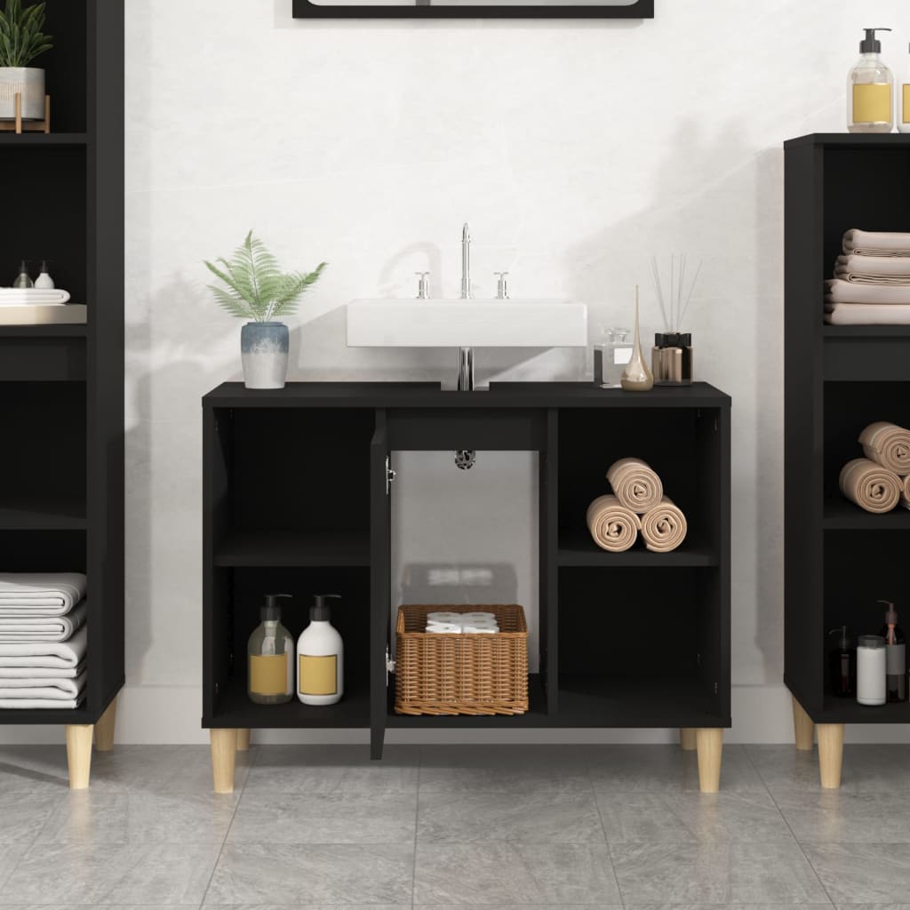 Servantskap Svart 80X33X60 Cm Konstruert Tre
