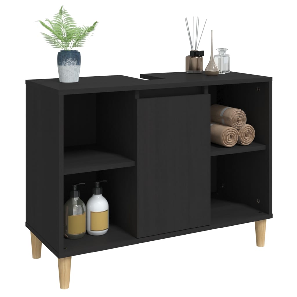 Servantskap Svart 80X33X60 Cm Konstruert Tre