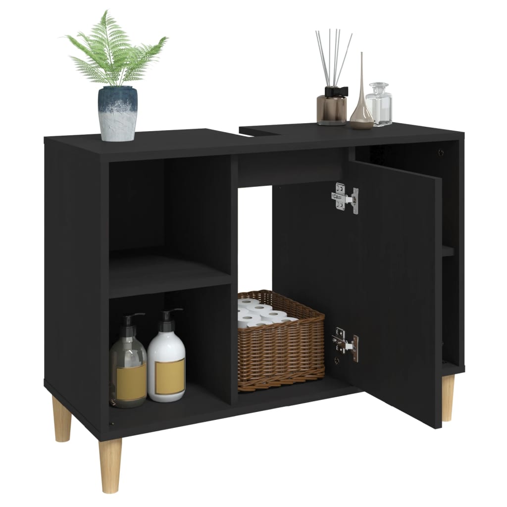 Servantskap Svart 80X33X60 Cm Konstruert Tre