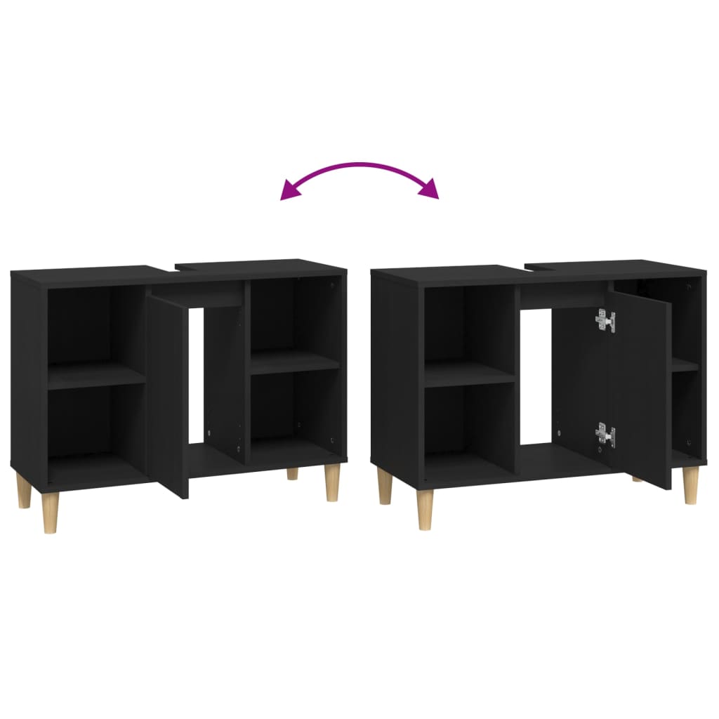 Servantskap Svart 80X33X60 Cm Konstruert Tre