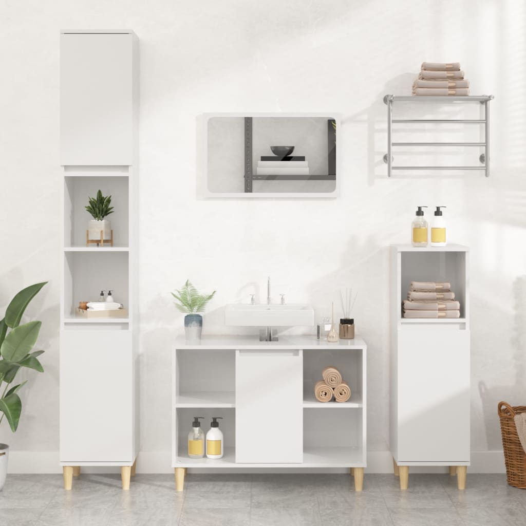 Servantskap Høyglans Hvit 80X33X60 Cm Konstruert Tre