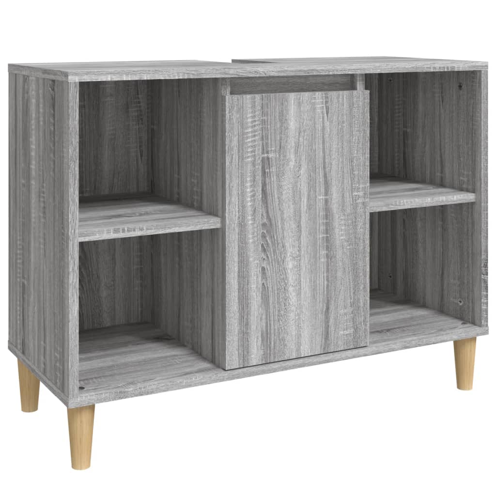 Servantskap Grå Eik 80X33X60 Cm Konstruert Tre