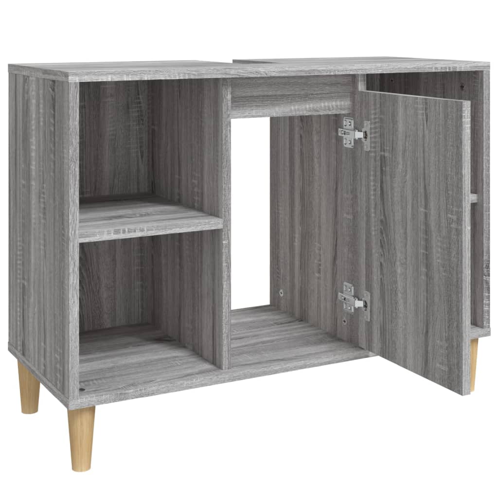 Servantskap Grå Eik 80X33X60 Cm Konstruert Tre