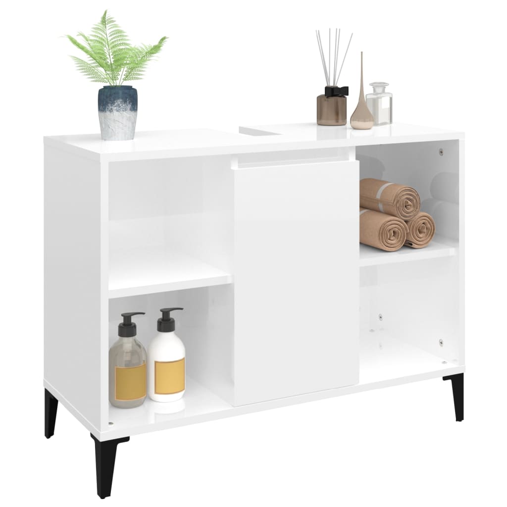 Servantskap Høyglans Hvit 80X33X60 Cm Konstruert Tre