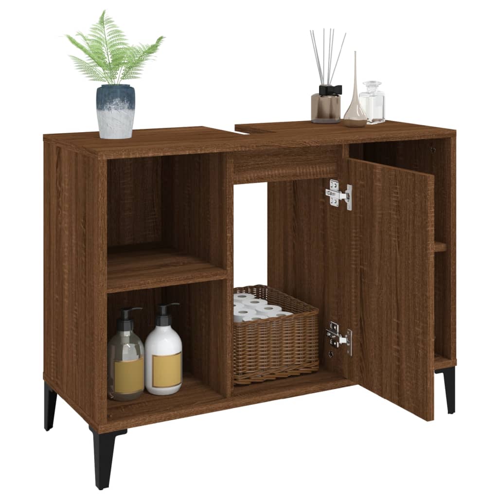 Servantskap Brun Eik 80X33X60 Cm Konstruert Tre