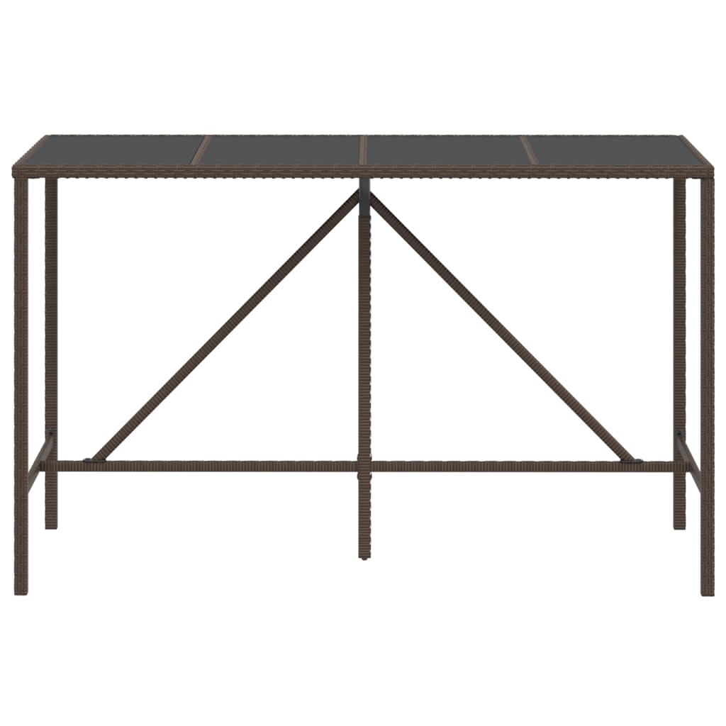 Barbord Med Glassplate Brun 180X70X110 Cm Polyrotting
