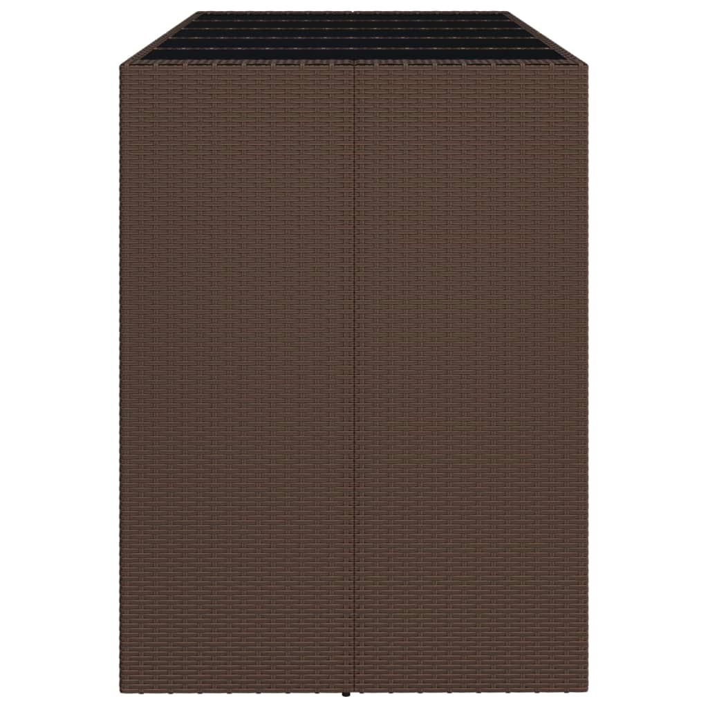 Barbord Med Glassplate Brun 185X80X110 Cm Polyrotting