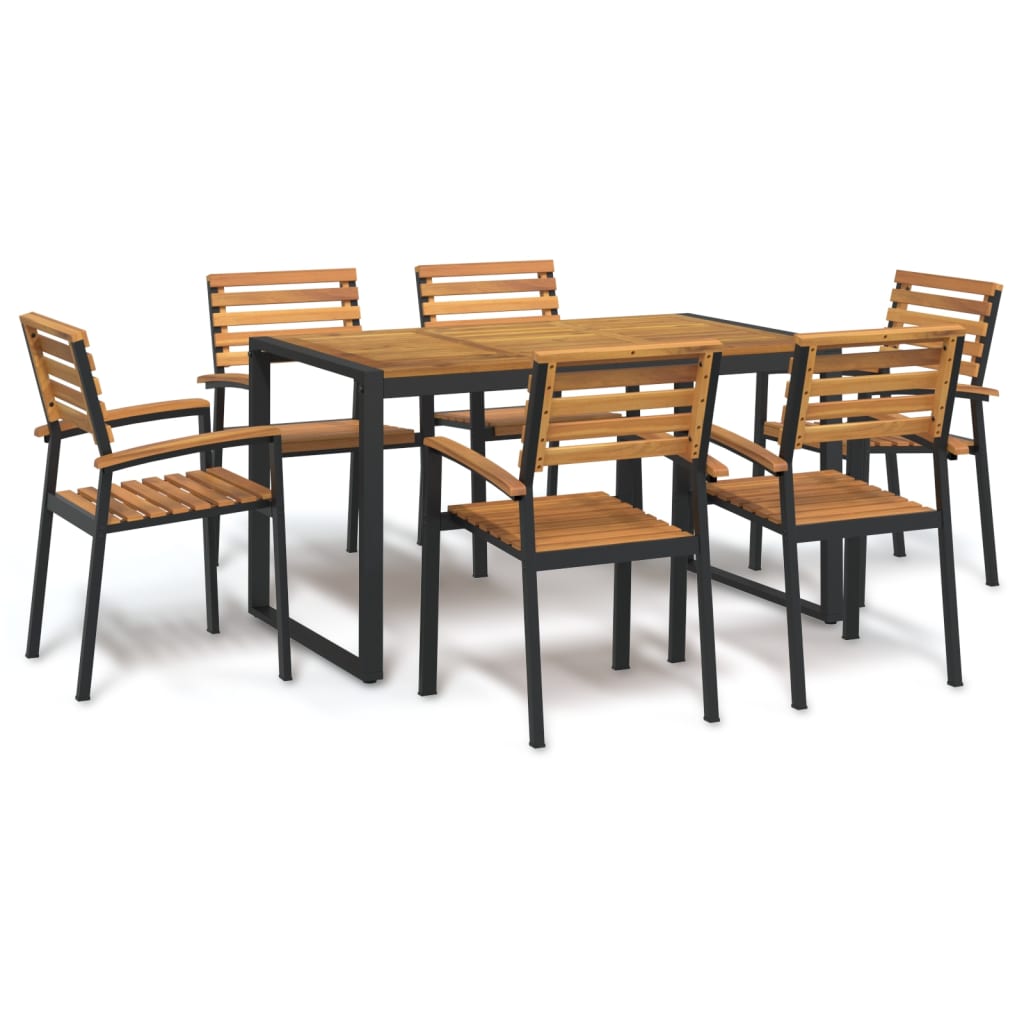 Hagespisegruppe 7 Deler Heltre Akasie Og Metall