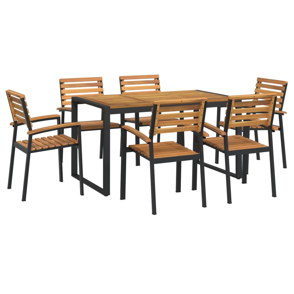 Hagespisegruppe 7 Deler Heltre Akasie Og Metall