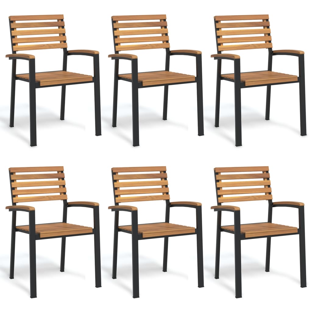 Stablebare Hagestoler 6 Stk Heltre Akasie Og Metall
