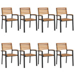 Stablebare Hagestoler 8 Stk Heltre Akasie Og Metall