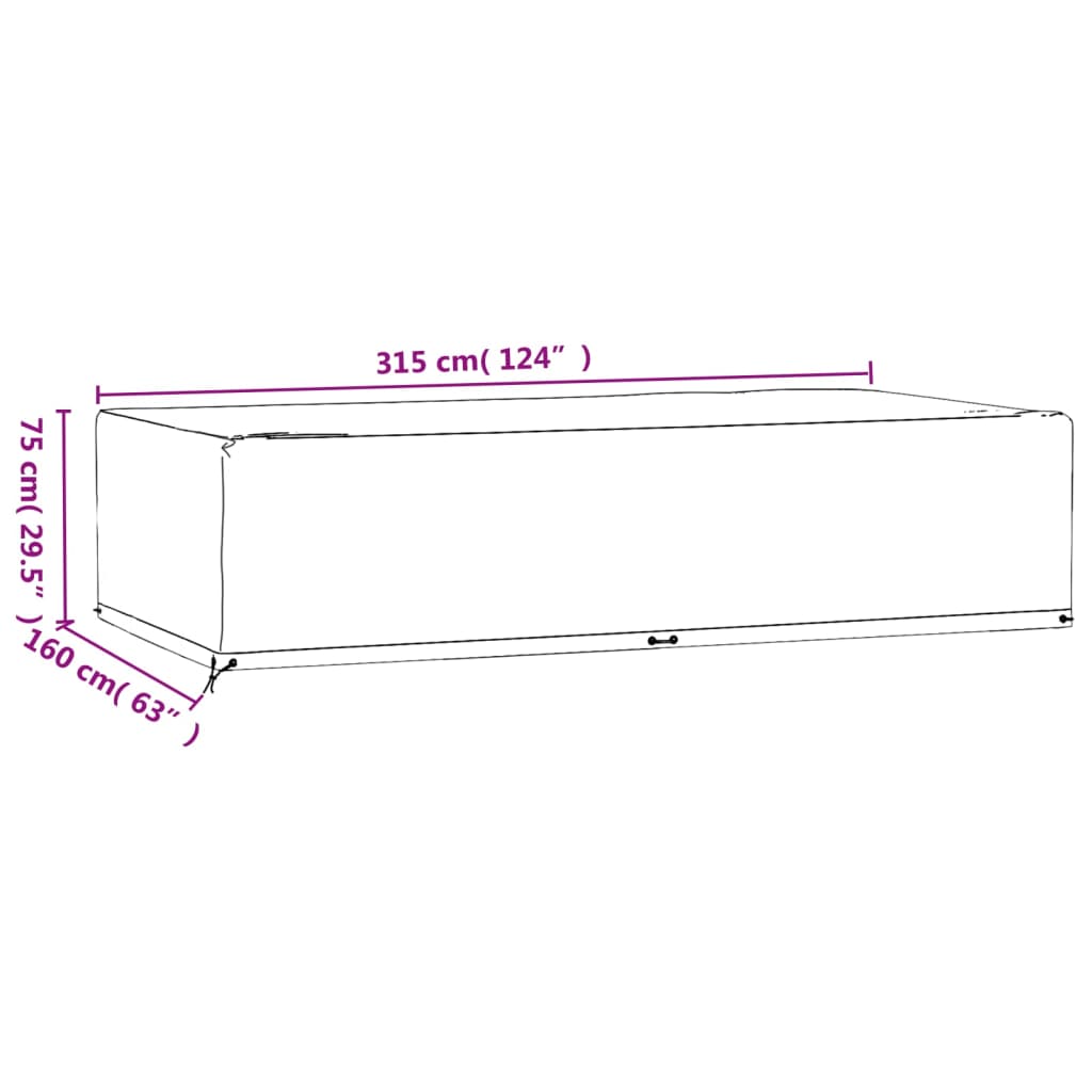 Hagemøbeltrekk 2 Stk 12 Maljer 315X160X75 Cm Rektangulær