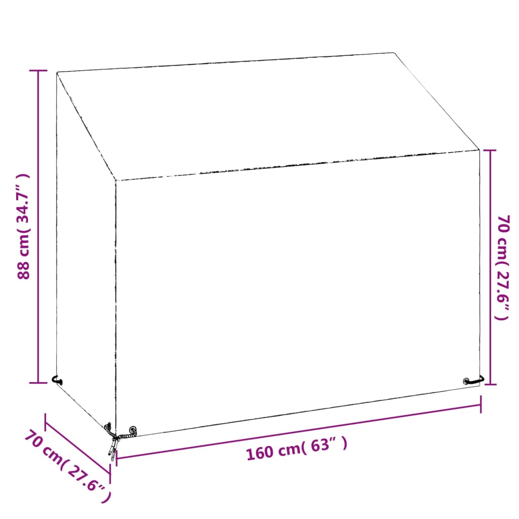 Trekk Til Hagebenk 2 Stk 8 Maljer 160X70X70/88 Cm Polyetylen