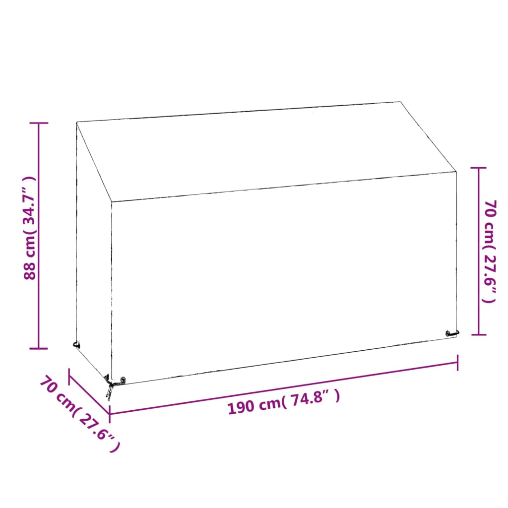 Trekk Til Hagebenk 2 Stk 8 Maljer 190X70X70/88 Cm Polyetylen