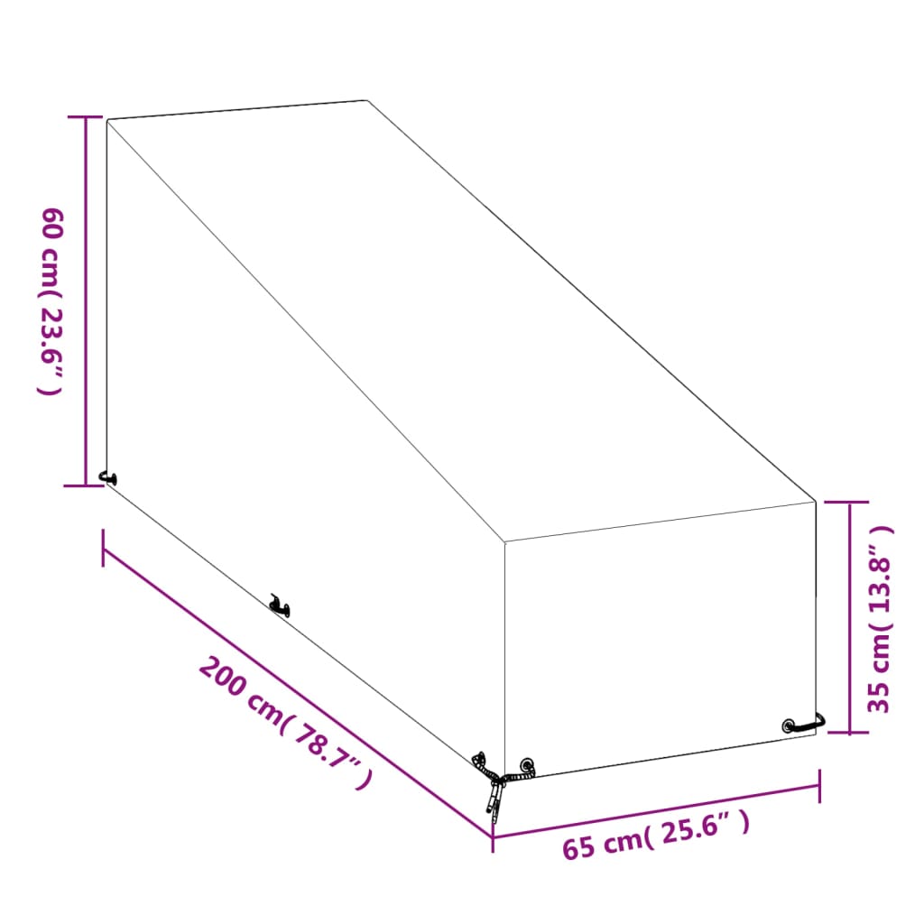 Solsengtrekk 2 Stk 12 Maljer 200X65X35/60 Cm Polyetylen