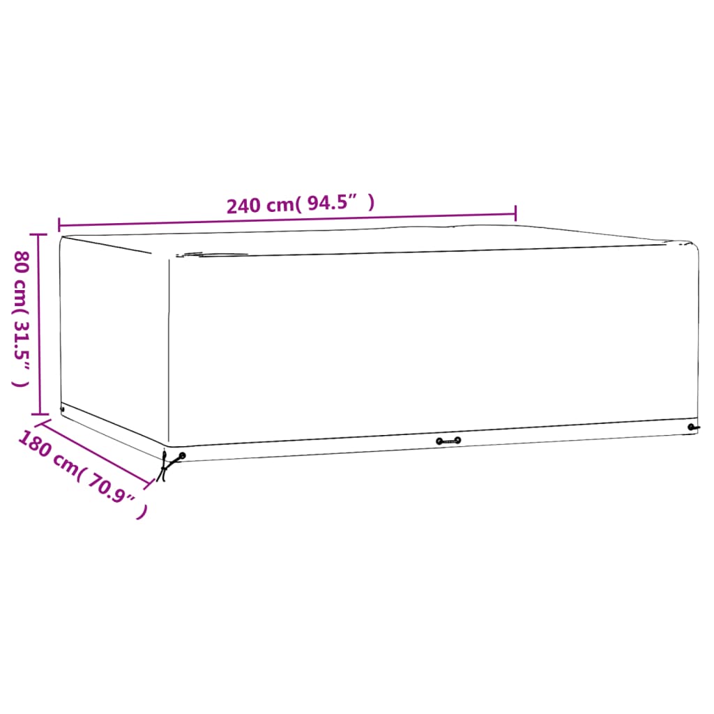 Hagemøbeltrekk 12 Maljer 240X180X80 Cm Rektangulær