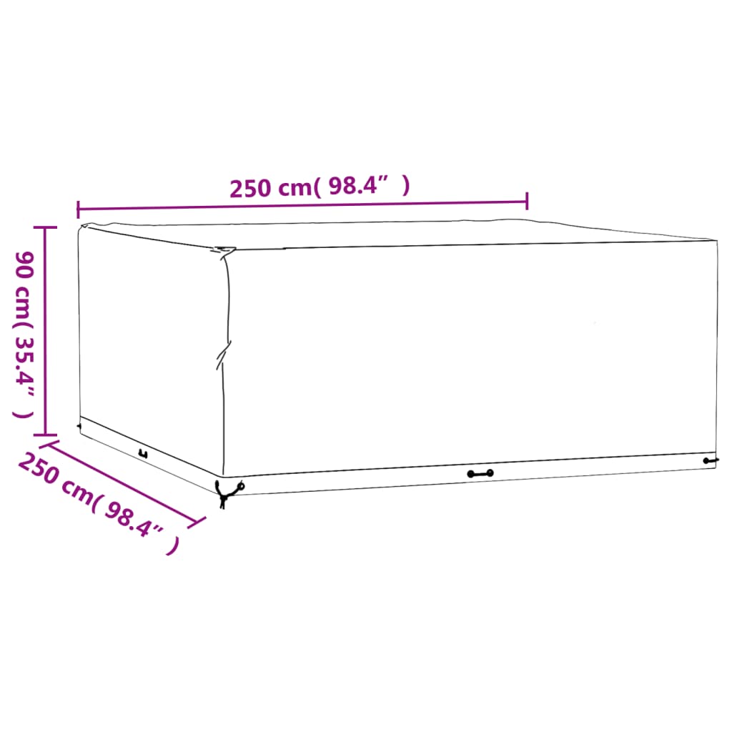 Hagemøbeltrekk 16 Maljer 250X250X90 Cm Firkantet