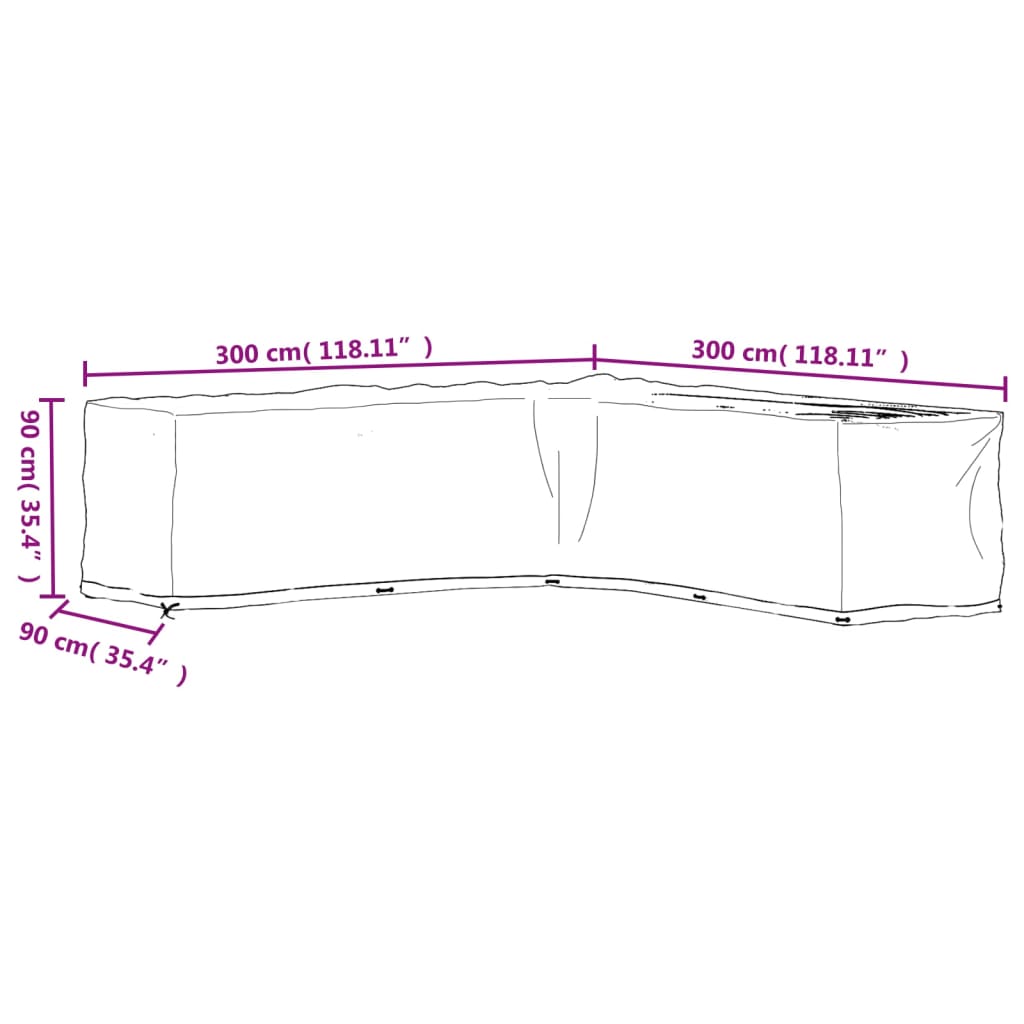 L-Formet Hagemøbeltrekk 20 Maljer 300X300X90 Cm