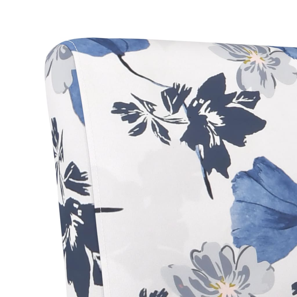 Lenestol Uten Armlener Blå Blomster Fløyel