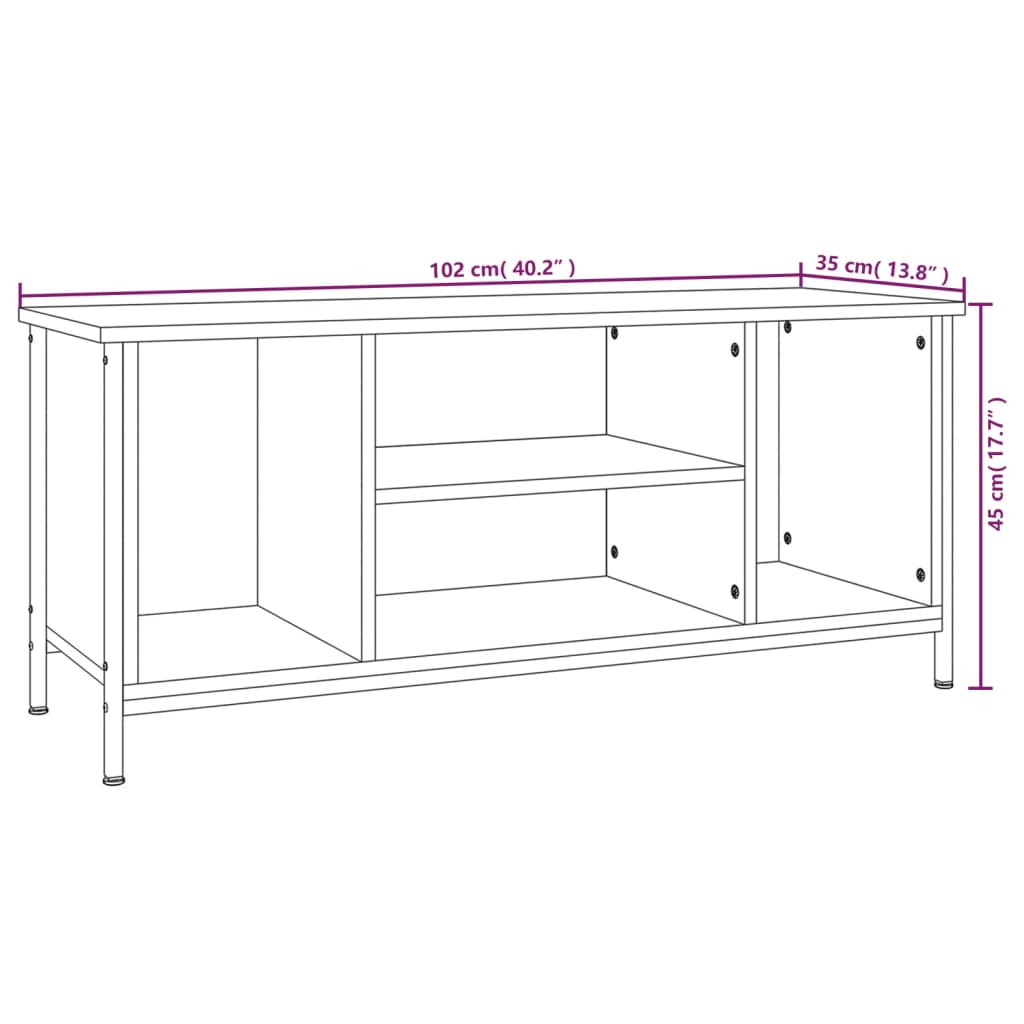 Tv-Benk Svart 102X35X45 Cm Konstruert Tre