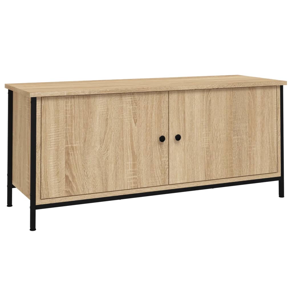 Tv-Benk Med Dører Sonoma Eik 102X35X45 Cm Konstruert Tre